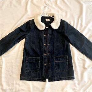 Hannah Anderson Blue Denim Coat with Sherpa Collar Size 130 (8)